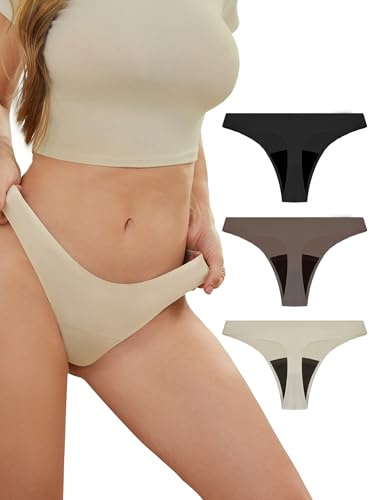 PoseFree Periodenunterwäsche Tanga für Leichte Blutung, Nahtlos Bequem - 3er Pack Unsichtbare Perioden Strings Damen (Größe S-XXL)