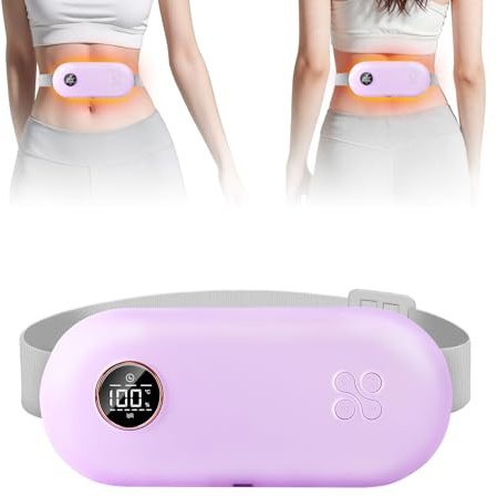Perioden Wärmegürtel mit Vibration, iklestar kabelloses menstruations wärmegürtel mit 6 Temperatur- und 6 Massage-Modi, wiederaufladbare USB-Wärmepads, Geschenke für Frauen und Mädchen, Lila
