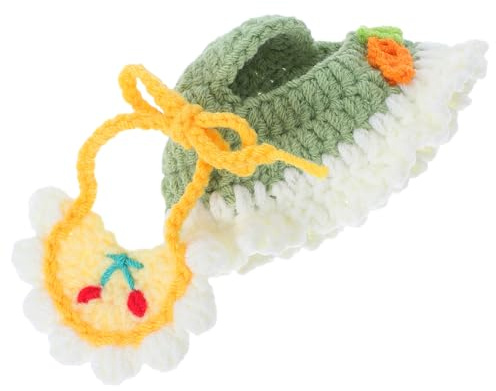 Uonlytech Costume pour Poupée Chapeau Tissé et Bavoir Coton pour Poupées Accessoires Déguisement pour Jouets et Photos