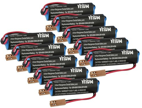 vhbw 10x batteria compatibile con Mitsubishi ER6V C4 dispositivo di misurazione (2000mAh, 3,6V, Li-Ion)