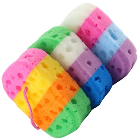 Esponja de Baño de Malla Panal, Paquete de 4, Delicada | Exfoliante Corporal para Ducha, Espuma Abundante, Limpieza Profunda en Baño