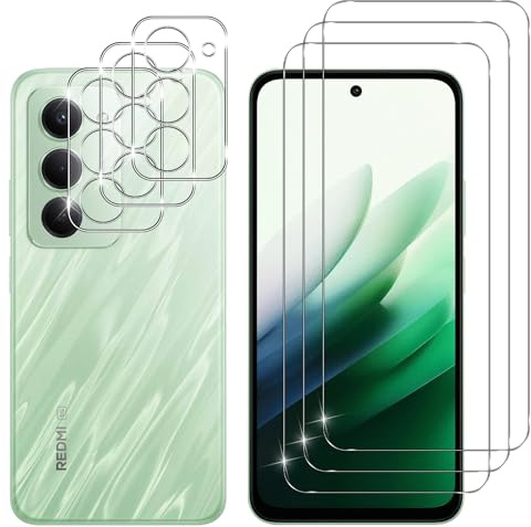 Kokio Vetro Temperato per Xiaomi Redmi 15 5G, 3 Pezzi Pellicola Protettiva + 3 Pezzi Pellicola Fotocamera Protezione, Durezza 9H Glass, HD Anti-Graffio, Senza Bolle Vetrino Schermo