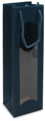 Weintragetaschen Weinverpackung Flaschentaschen Tragetaschen offene Welle Focus 20 Stück (10 x 8,5 x 36 cm (1 Flasche), Blau)