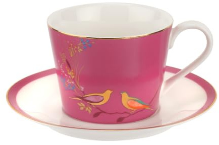 Sara Miller London Teetasse mit Untersetzer - Pink