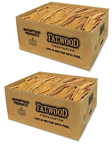 Better Wood Products 2 Pack Fatwood Fire Starter Sticks, Fireplace & Campfires, 50 Lbs