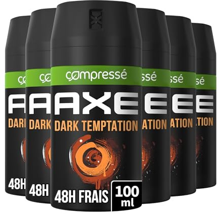 Axe Deodorant-Spray, komprimiert, Dark Temptation 0% Aluminiumsalz, für ein gutes Gefühl des ganzen Tags, 100 ml, 6 Stück