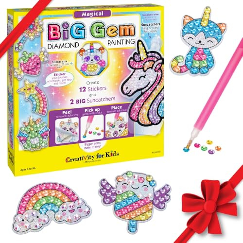 Creativity for Kids Big Gem Diamond Painting Kit - Create Your Own Magical Stickers and Suncatchers - Diamond Art for Kids