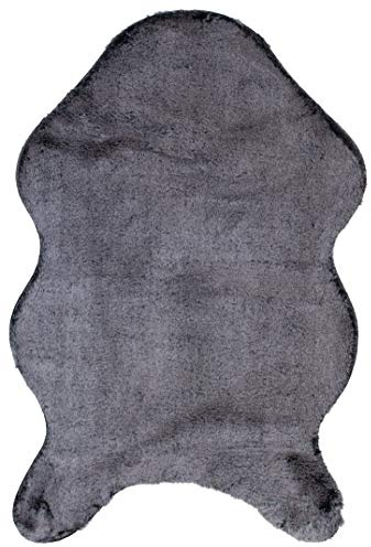 Brandsseller Fuskpäls matta ca 60 x 90 cm sängmatta dekormatta fuskpäls optik myskpäls svart