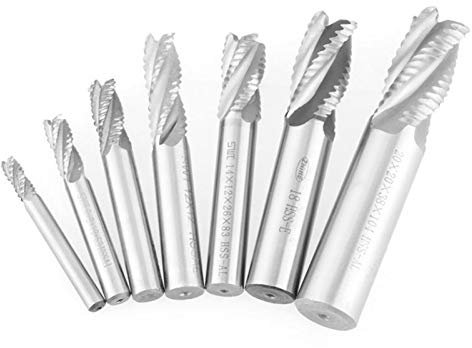 WQAZ Fresadora 7 unids/Lote 4 Flautas cortadoras de fresado desbaste fregatoria fregatoria Cortador de fresado 6-20mm HSS Fin Mill Router bit for Máquina de Torno de fresado Cuerpo rígido