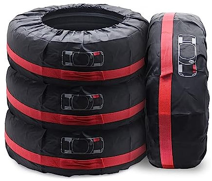 Geloo Reifentaschen Set 18-22 Zoll 4 Stück Reifenaufbewahrung Wasserdicht Winterreifen Sommerreifen Reifenschutzhülle für Sauberer Transport und Lagerung (Durchmesser 80 cm)