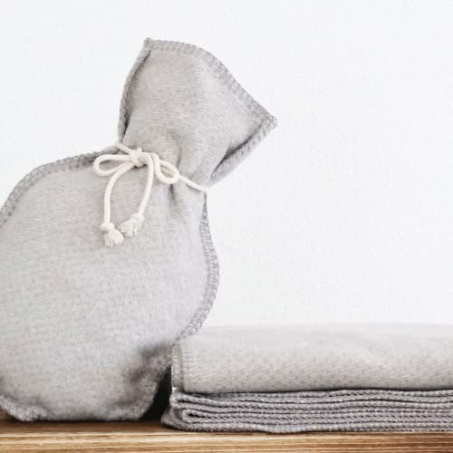 RIEMA® Bezug für Wärmflasche - weicher Wärmflaschenbezug aus 100% Bio-Baumwolle - kuschelige Hülle für Wärmflaschen Made in Germany (grau)
