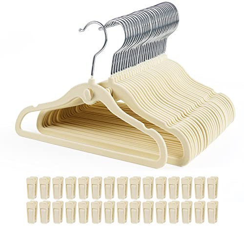 HOUISM – Lot de 30 cintres en velours pour bébés avec 20 pinces, design en cascade, ultra fins, économise l’espace, pour l'organisation du placard de chambre d'enfant