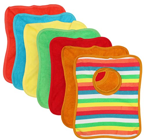 7 Pack Bibs Baby MultiColour PopOver Unisex Soft Terry Towelling Large Size Bib