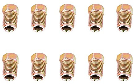 Thinp 10-Piece Brake Line Fittings - 10 x 1 mm Metric Invert Flare Fittings Assortment for 3/16 Inch Brake Line Tube