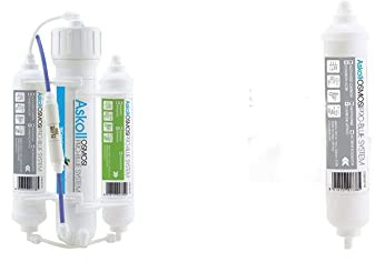 Askoll 001737 Impianto Osmosi Inversa Acqua Osmotica 50 Galloni Acquario 190 L & 001738 Cartuccia Ricambio Carbone per Impianto Osmosi