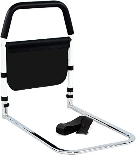OUUTMEE Barrera de cama para adultos, pasamanos de cama de acero con alto contenido de carbono con bolsa de almacenamiento, barra de seguridad portátil y plegable, para ancianos, mujeres embarazadas