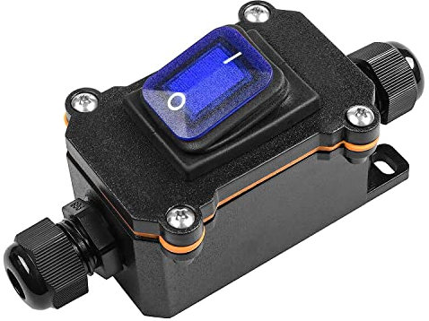 Gebildet Interruttore Cavo in Linea Interruttore Bilanciere Impermeabile DPST 20A-12VDC/16A-24VDC/20A-125VAC/16A-250VAC IP66 Scatola Impermeabile Doppio Foro Aperta Ingresso a Due Lati (Led Blu)