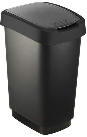 Rotho Pattumiera Salsa 25l con coperchio, nero, 25l (33,3 x 25,2 x 47,6 cm)