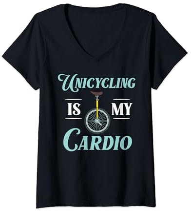 Einrad Fahrrad Lustiges Training Lernen Radfahren T-Shirt mit V-Ausschnitt