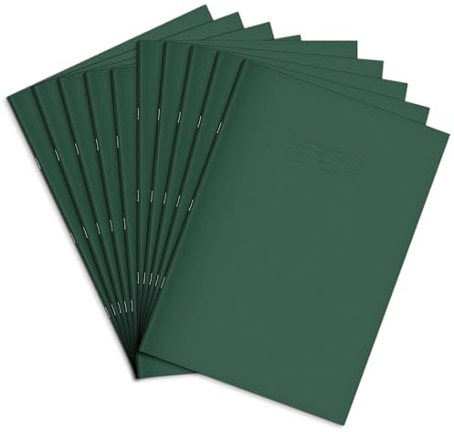 Rhino Oversized Exercise Books, 80-Page / 8mm Lined with Margin Paper Notebook, 10-Pack, 13 x 9 Writing Book, Office & School Stationery Supplies, Dark Green