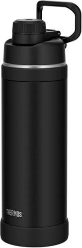 FJU-1000 BK Bouteille d'eau Thermos isotherme de 1 l, noir, boucle de transport pratique, boisson directe, facile à nettoyer, avec goulot amovible pour rétention du froid