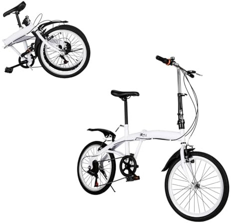 AOOUNGM 20 Zoll Faltrad 6 Gang Klapprad Erwachsene City-Faltrad für 1.4-1.9m Outdoor Klappfahrrad für Kinder 20 Zoll für Draußen Radfahren Pendeln, Weiß