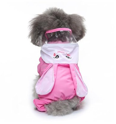 Galatée Hunde Regenmantel, Hunde Regenmantel Mit Kapuze, Haustier Wasserdichtes Schicht Mit Leinenloch, Hunde -Kapuze -Regenmantel Mit Sicheren Reflexionsstreifen(XS, Rosa Hase)