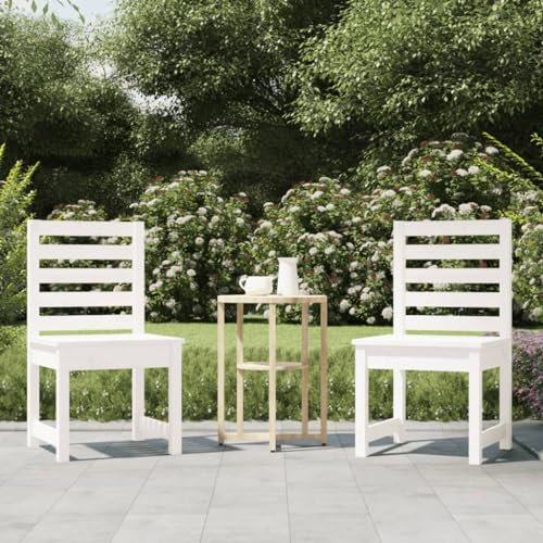 AJSEOYBS Gartenmöbel,Terrassenstühle,Atmungsaktive Gartenmöbel,Gartenstühle 2 STK. Weiß 40,5x48x91,5 cm Massivholz Kiefer,Comfy Lounge Chair, Outdoor Möbelfür Rasen, Garten, Balkon im Freien usw