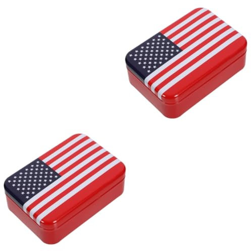 Amosfun 2pcs Box Tinplate Candy Box for Cookies for Biscuit Storage for Treats and Biscuits Tin