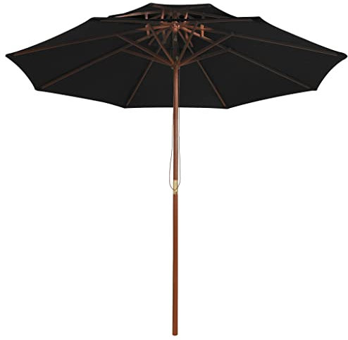 Annlera Garten-Sonnenschirm Balkonschirm Marktschirm Tischschirm Strandschirm Gartenmöbel Outdoor-Schirm Wasserdicht und Sonnenschutz Moderne und Elegante Design Schwarz 270x256 cm