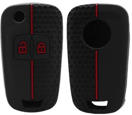 XEBRAD 2 Tasten Silikon Schlüssel Cover Autoschlüssel Hülle, for Opel, for Vauxhall, Insignia, Astra J, Zafira, Corsa DE, Mokka A, Meriva, Karl, Cascada, Adam Autoschlüsselgehäuse(Red)