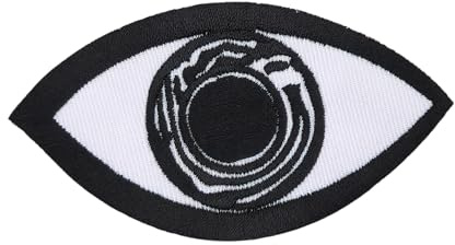 Auge Schwarz Weiß Muster Aufnäher zum aufbügeln oder aufnähen Bügelbild Aufbügler für Kleidung gestickter Bügelpatch Applikation Patch Größe 7,5 x 4,0 cm