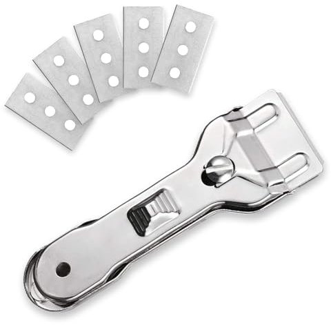 Ceranfeldschaber Klingen,Ceranfeld Kratzer,Schaber Ceranfeld,Glasschaber Ceranfeld,Ceranfeld Schaber mit 5 Ersatzklingen Ceranfeldschaber,Ceranfeldschaber für Entfernen Flecken auf Backofen Herd Glas