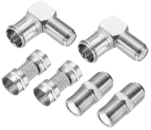 DMiotech 9 Pack F Connectors 90 Degree F Male Coaxial Cable Connector Nickel-Plated for Home Wiring Antenna Coaxial Extension Wireless Devices