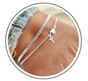 DORANA Anklets for Women Silver Waterproof Initial Anklets with Letter Heart Charm Women Adjustable Ankle Chains Foot Gift for Her Initial Foot Jewelry,T