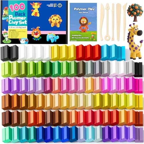 iFergoo 100 Colors Polymer Clay, Oven Bake Modeling Clay Set for Kids