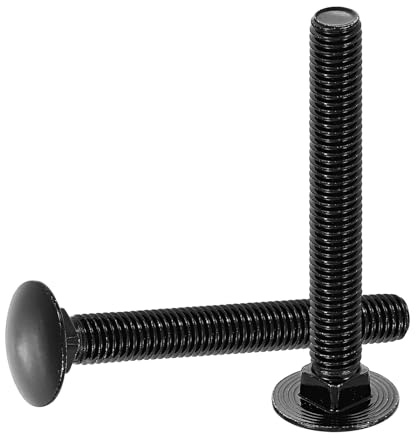 sourcing map 10Pcs Carriage Bolts, M10 x 80mm Stainless Steel 18-8 (304) Round Head Square Neck Screws Black Oxide Bolt Screw for Fastening Accessories - Black
