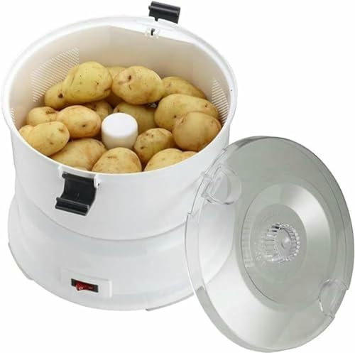GZYHDC Macchina per Sbucciare Patate Elettriche, Sbucciatore di Verdure con Contenitore, Serratura di Sicurezza Rotativa, capacità di 1 kg, Efficiente Fettatrice Elettriche per Facile Sbucciamento