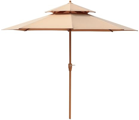 Générique Parasol de Terrasse à 2 Niveaux de 270 cm, Protection UV Résistant au Vent avec Ventilation 8 Armature pour Jardin Plage Piscine Balcon