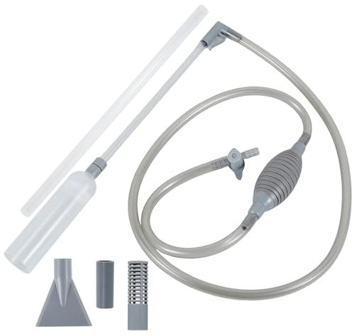 Eyoulife Einstellbar 3 in 1 Mulmsauger Aquarium Reiniger mit 3 Aufsätzen Aquarium Wasserwechsel Pumpe für Wasserwechsel Staubsaugen Algenentfernung (Grau)