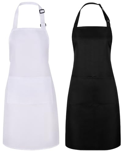 2 Stück Schürze für Damen Herren,Koch Schürze Wasserdicht Kochschürze | mit 2 Taschen Unisex Verstellbarem Wasserdichte Küchenschürze Grillschürze Arbeitsschürzen für Küche Kochen Backen Garten