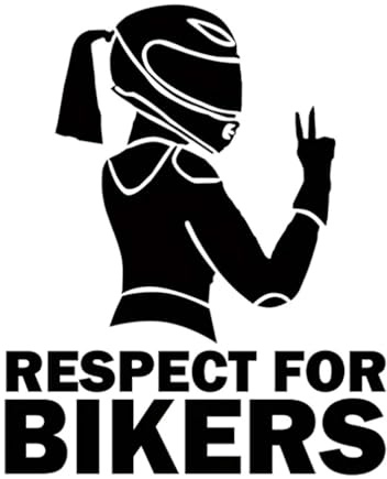 2 Stück 12x15cm Aufkleber „Respekt für Motorradfahrerinnen“ aus Vinyl für Motorräder, Helme, LKWs – Aufkleber für Motorradbegeisterte | #AZ78 (Schwarz)