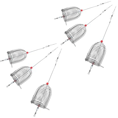 KOMBIUDA Set 6 Pezzi Gabbie Porta Esche in Acciaio Inox per Pesca alla Carpa e Feeder Cestini Esche Resistenti per Esterni Design Leggero e Portatile Attrezzatura da Pesca per Carpe