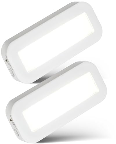 BRILONER - LED cocina bajo mueble sin cable en set de 2 con luz blanco neutro y fijación adhesiva, luz de armario led recargable para zonas de trabajo, 15 x 6,5 x 2 cm, blanco
