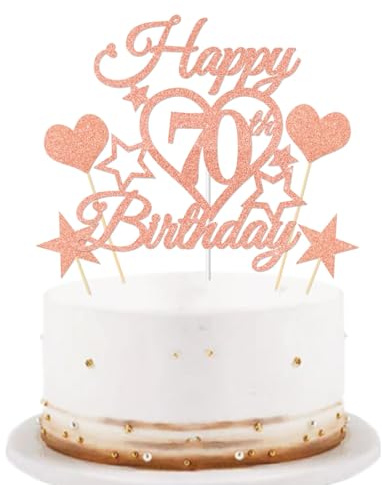 70th Birthday Cake Toppers Rose Gold Glitter Happy 70th Birthday Decorations Cheers to 70 Years Birthday Cake Topper Cake Gift for 70th Birthday Anniversary Party Supplies