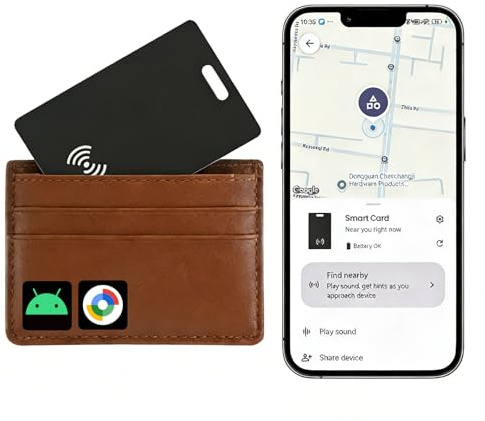 Wallet Tracker Card Android Rechargeable Tracker Tag, Works with Google Find Hub App (Android Only), 1.8mm Ultra Thin, Wireless Charge, IP68 Waterproof, for Wallets/Passports/Keys/Luggage, 1 Pack