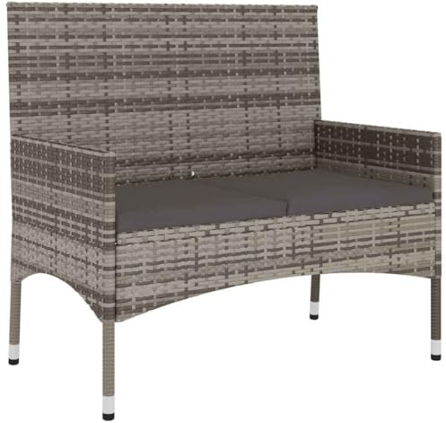 MOBCANT Modern Gartenbank & Outdoor Bank Grau PE-Rattan Parkbank Balkonbank für Garten, Park, Hotel Garden (90x51x85 cm)