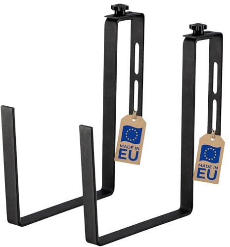FRAMADO Blumenkastenhalter Balkon 2er Set – Verstellbare Balkonkastenhalterung für Geländer ohne Bohren – Extra Stabile Blumenkasten Halterung Metall – EU Qualität (Schwarz, Groß)