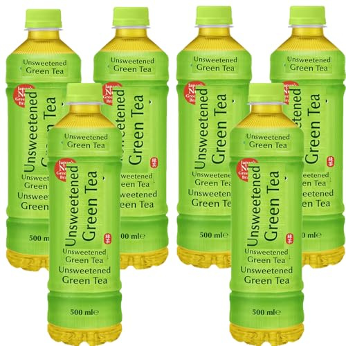 Japanese Green Tea Drink 500ml - Unsweetened Green Tea Beverage, Made with 100% Japanese Grown Tea Leaves, Refreshing Ready to Drink Tea - itnc (6 x Bottle)