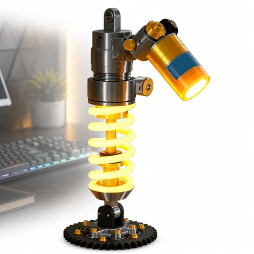 AMQYDT Shock Absorber Table Lamp, Suspension Shock Absorber Desk Lamp With Coil Spring Detail, Mechanical Table Decor Light For Garage Workbench Gaming Room And Car Lover Gift